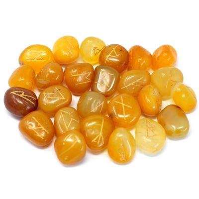 Yellow Onyx Rune Stones in Pouch